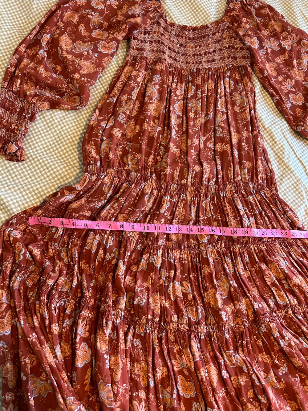 Free People Rust Floral Smocked Maxi Dress - Picture 5 of 6